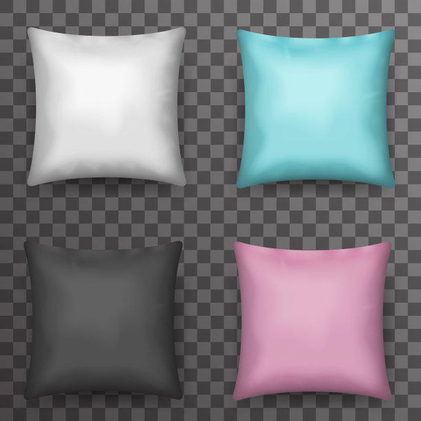枕头上透明的背景图标设置模板模型设计矢量插图图片下载