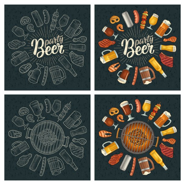 啤酒党书法书法。啤酒和烤架雕刻图片下载