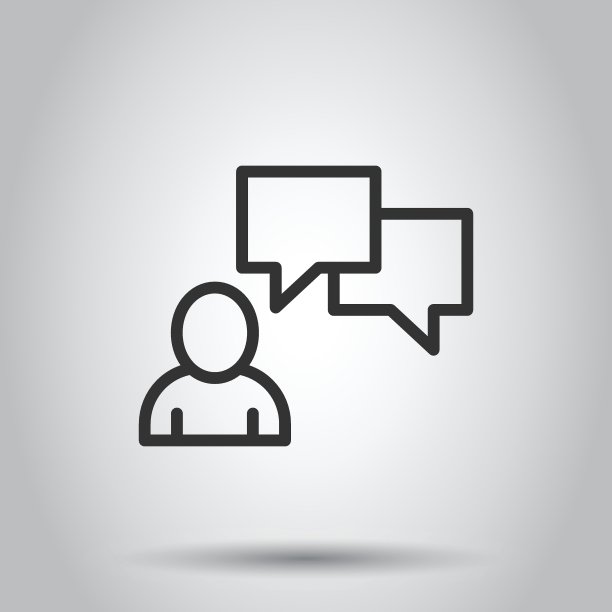人与语音气泡图标在平面风格。聊天矢量插图在白色孤立的背景。演讲者对话业务概念。图片下载