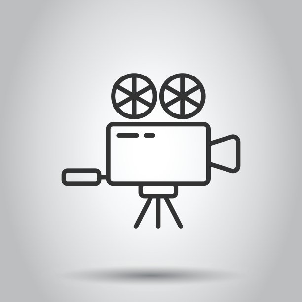 投影仪图标在平面风格。电影摄像机矢量插图在白色孤立的背景。电影产业的概念。图片下载