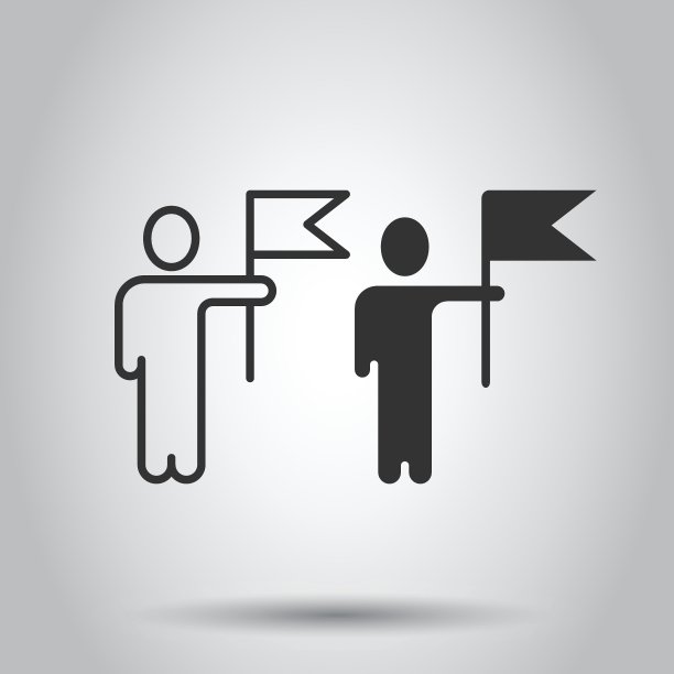 人们的旗帜图标在平面风格。胜利矢量插图在白色孤立的背景。成就商业概念。图片下载