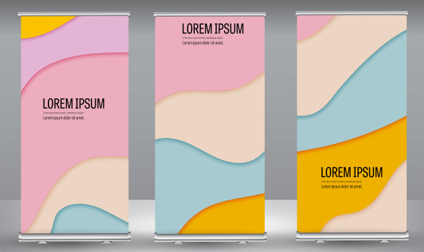 卷起横幅颜色形状立得商业宣传册模板设计。图片下载