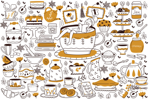 喝茶涂鸦套装图片下载