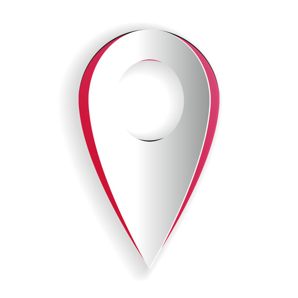 剪纸位置图标孤立在白色背景上。指针的象征。导航地图，gps，方向，地点，指南针，联系，搜索概念。纸艺术风格。向量图片下载