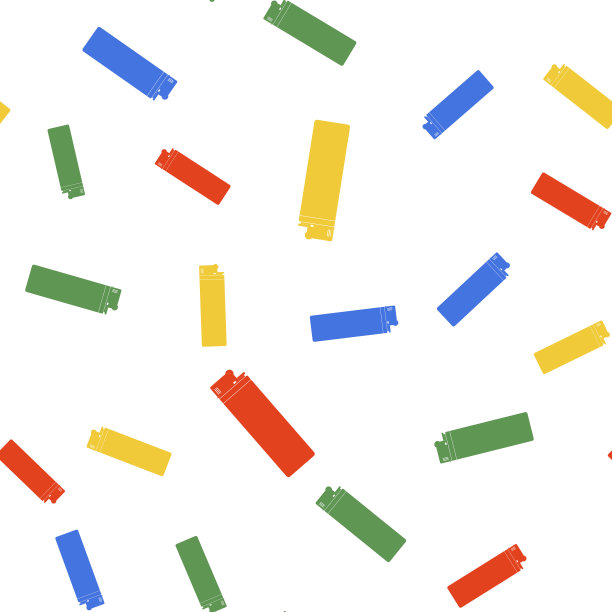 彩色打火机图标隔离无缝模式的白色背景。向量图片下载