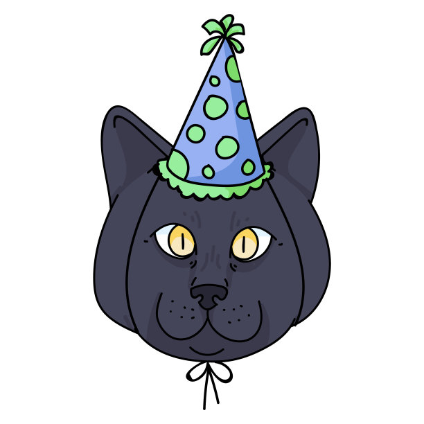 可爱的卡通英国短毛猫脸与派对图片下载