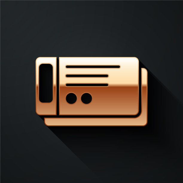 黄金旅行票图标孤立在黑色图片下载