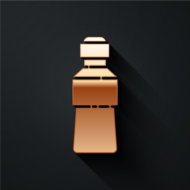 金色瓶子水图标孤立在黑色图片下载