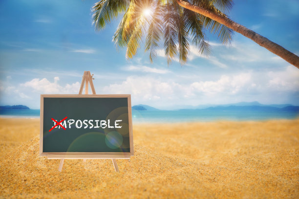 不可能的词没有我在黑板上热带海滩的背景图片下载