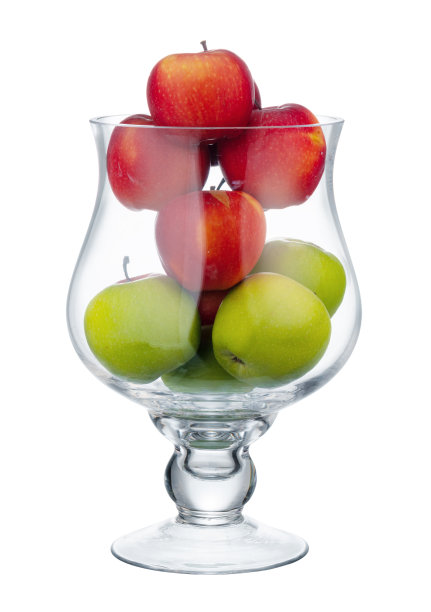 玻璃碗水果储存隔离在白色图片下载