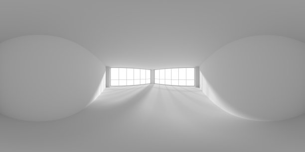 白色空的商务办公室，阳光从大窗户HDRI地图图片下载