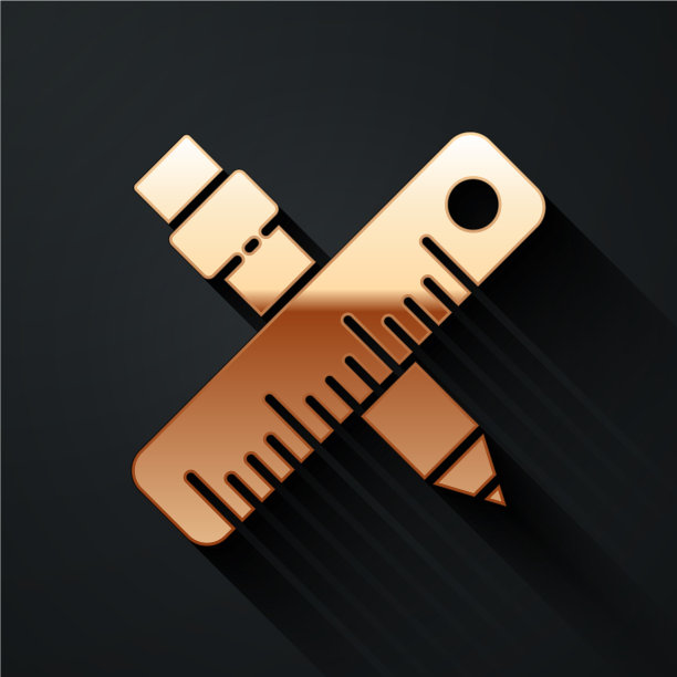 金十字尺和铅笔图标隔离上图片下载