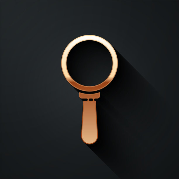 金色放大镜图标孤立在黑色图片下载