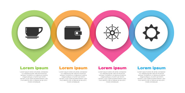 集咖啡杯、钱包、船、方向盘等图片下载