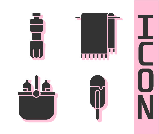 设置冰淇淋瓶、水、冷却袋和图片下载