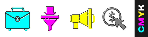 设置公文包销售漏斗与箭头扩音器图片下载