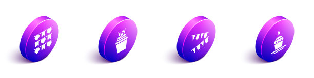 设置等距的狂欢节花环与旗帜蛋糕图片下载