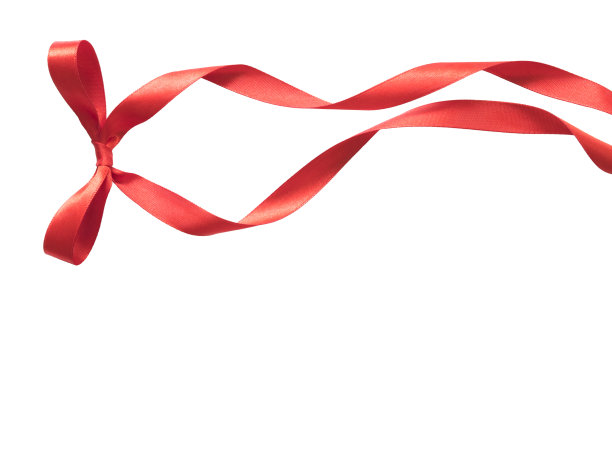 优雅的红丝带孤立在白色与复制空间图片下载