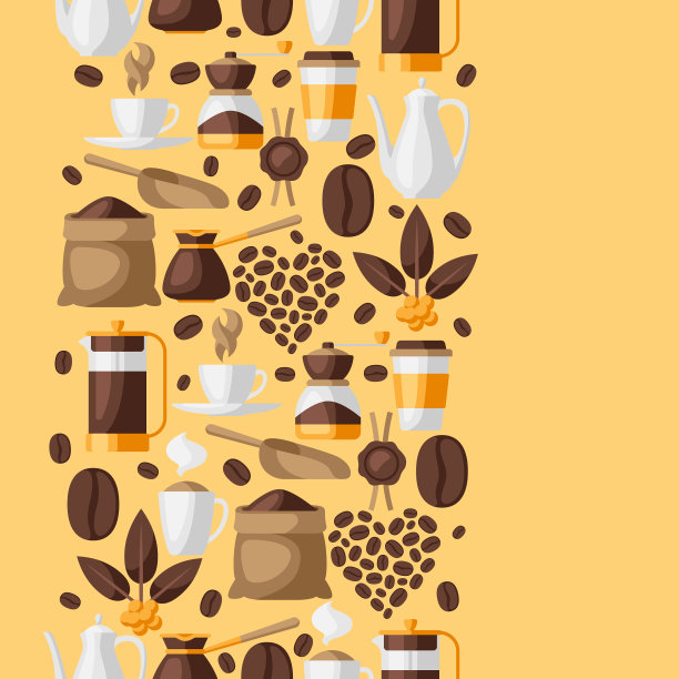 无缝模式与咖啡图标食物图片下载