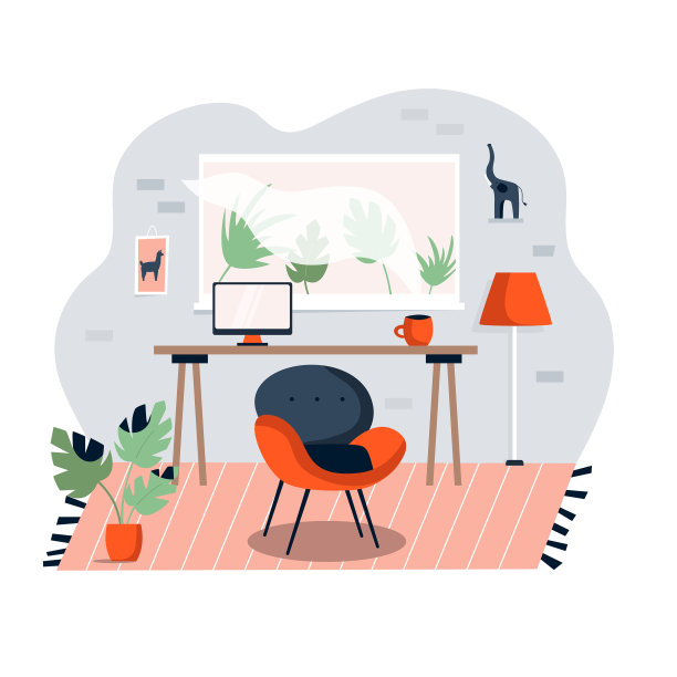 家庭办公室室内舒适的工作空间图片下载