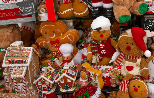 圣诞装饰-姜饼人和房子-印第安纳图片下载