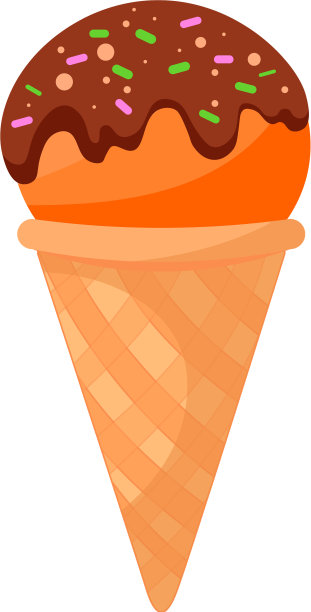 冰淇淋橙色食品孤立白色卡通图片下载