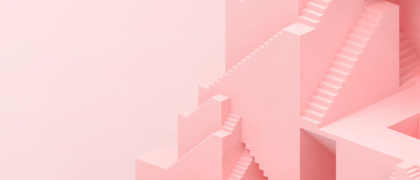抽象的创意和成功的楼梯和背景梯子业务概念上的红纸艺术弹出式风格- 3d渲染图片下载