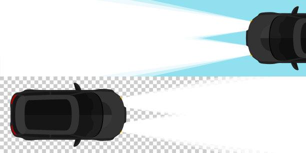 横幅广告。概念的横幅。矢量旗帜汽车灯在浅蓝色和透明的背景。矢量图图片下载