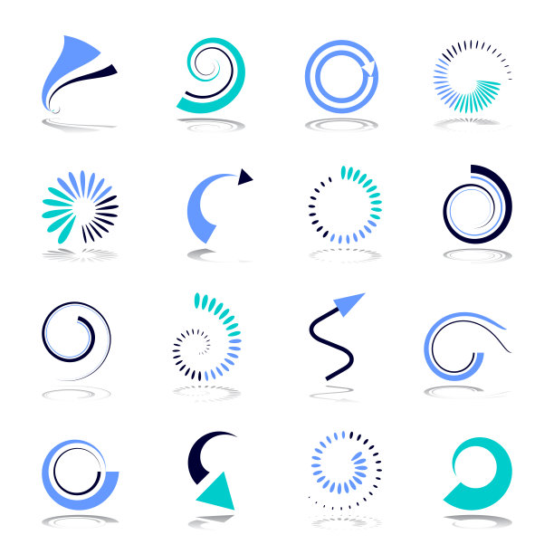螺旋和箭头图标。设计元素集。图片下载