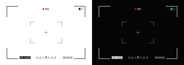 摄像头框架的屏幕安全。录制4k视频。取景器，单反相机，对焦娱乐视频和生产电影。模板的照片和高清录像。带网格、快门、镜头的凸轮显示。向量图片下载