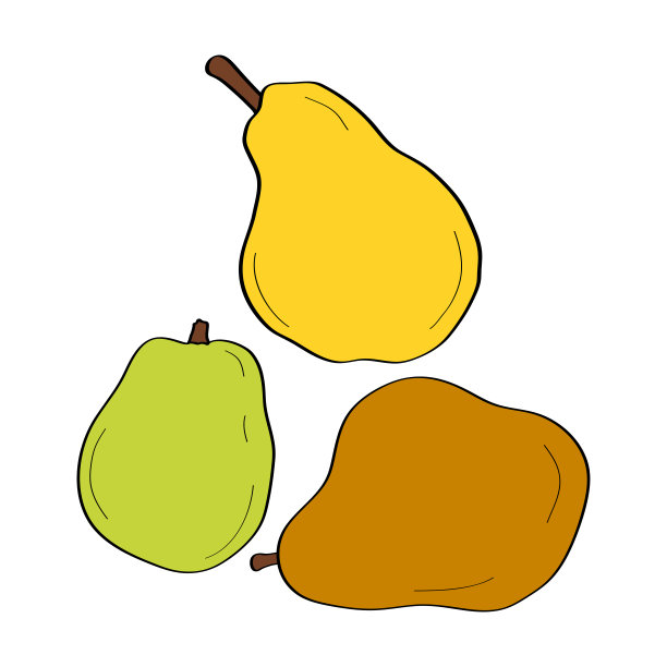 梨。手绘涂鸦图标。彩色矢量插图孤立在白色背景。贺卡、海报、贴片、衣服印花、徽章等装饰品。图片下载