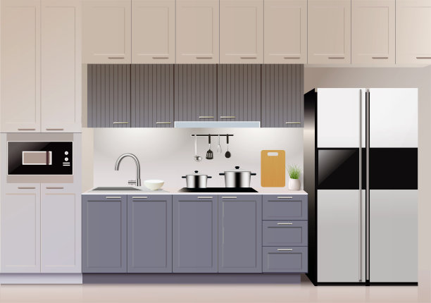 现代厨房室内背景模板图片下载