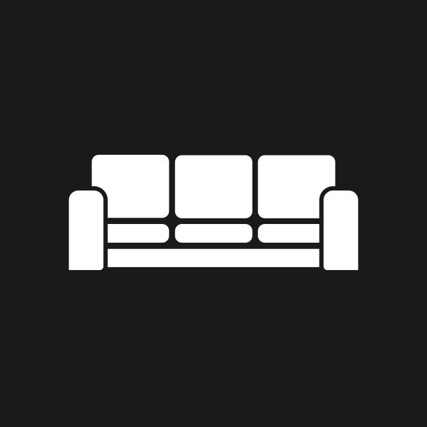 白色沙发平面线条图标。公寓家具标志，客厅沙发矢量插图。图片下载