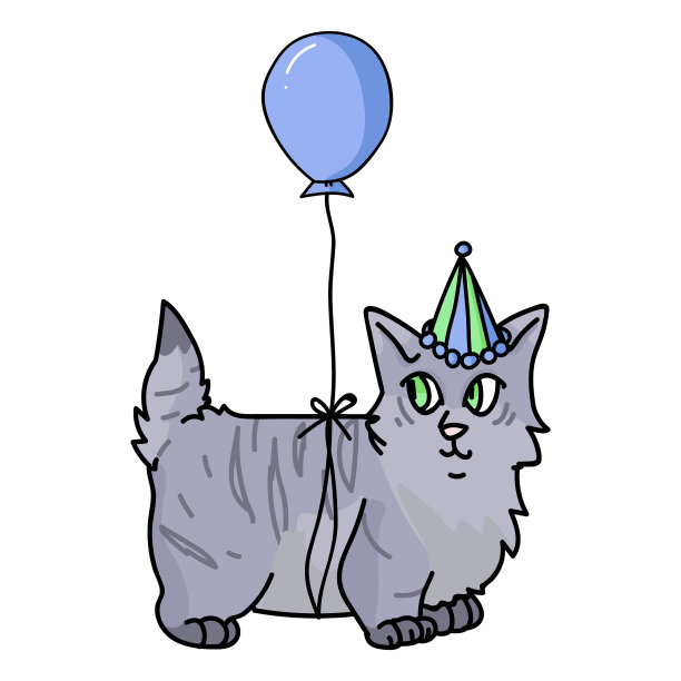 可爱的卡通芒奇金猫与派对帽子图片下载