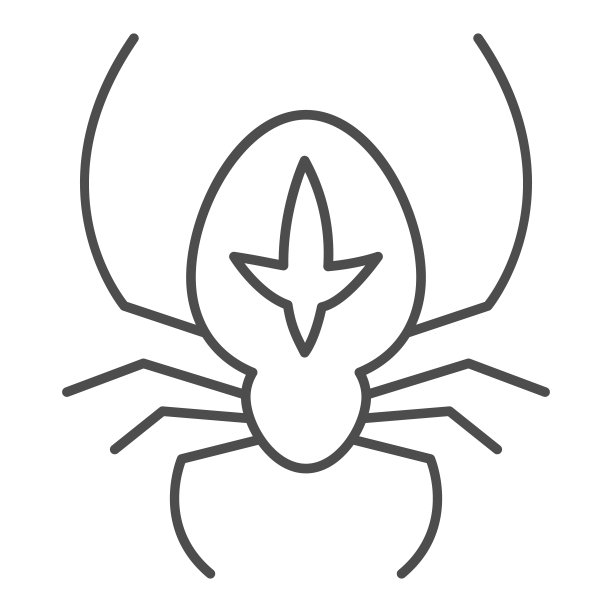 蜘蛛细线图标，万圣节的概念，节肢动物编织在白色的背景上的web标志，蜘蛛与标志在轮廓风格的移动概念和网页设计。矢量图形。图片下载