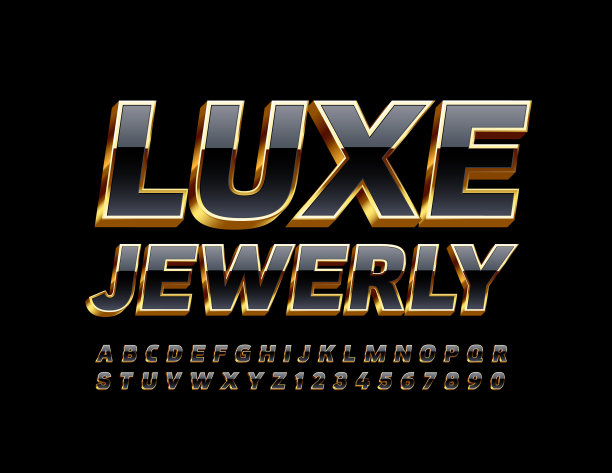 向量精英标志豪华珠宝与黑色和金色闪亮的字母和数字图片下载