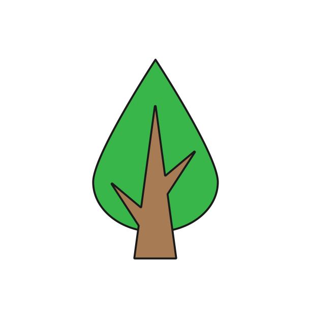 绿树平坦的生态图标向量图片下载