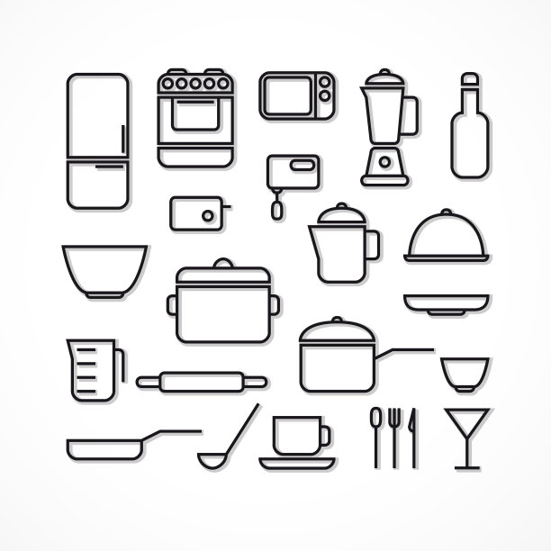 系列厨房图标。图片下载