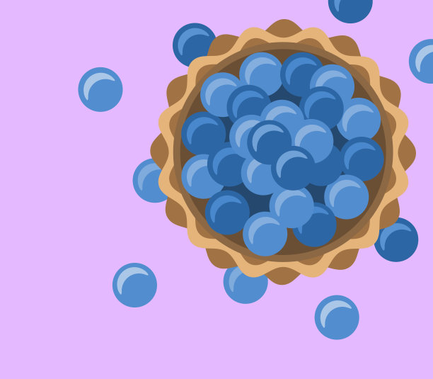 篮子里的新鲜蓝莓，矢量图。图片下载