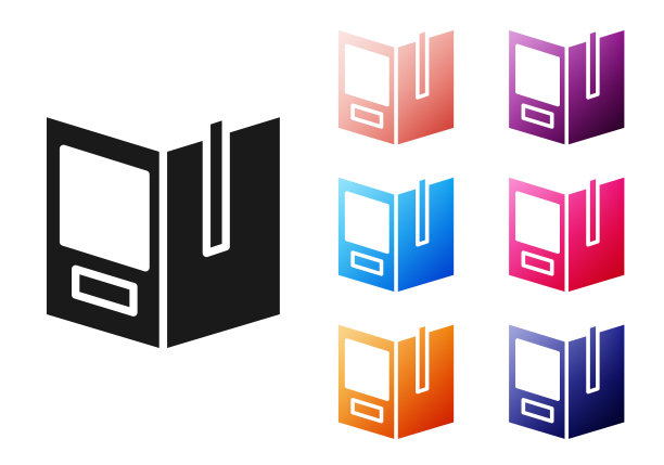 黑色打开书图标孤立的白色背景。设置图标丰富多彩。矢量图图片下载