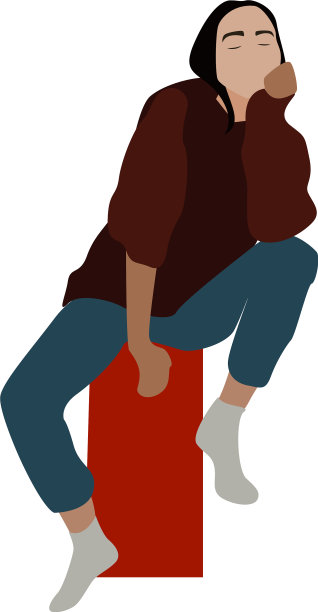 白色背景下棕色毛衣的女孩图片下载