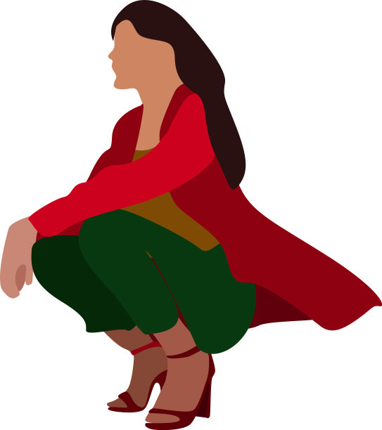 白色背景上穿红毛衣的女孩图片下载