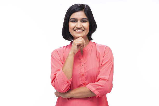 年轻女子在白色背景-股票照片图片下载