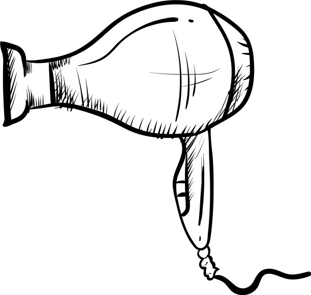 吹风机在白色背景上绘制图片下载