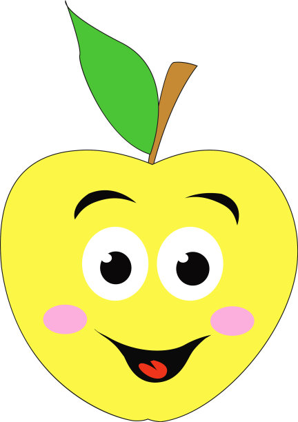白色背景上的黄色苹果图片下载