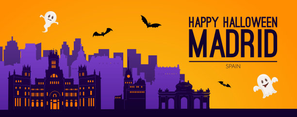 马德里,西班牙。万圣节的节日背景。图片下载