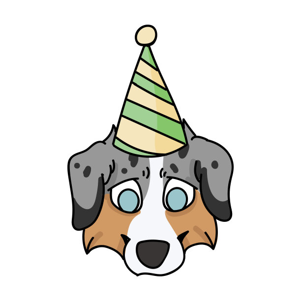 可爱的卡通澳大利亚牧羊犬小狗脸图片下载