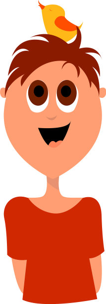 男孩和鸟在白色的背景图片下载