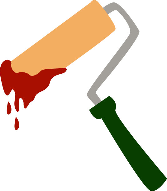 油漆滚筒刷在白色的背景图片下载