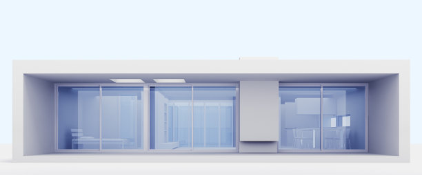 正面一层现代住宅全景透明窗户图片下载